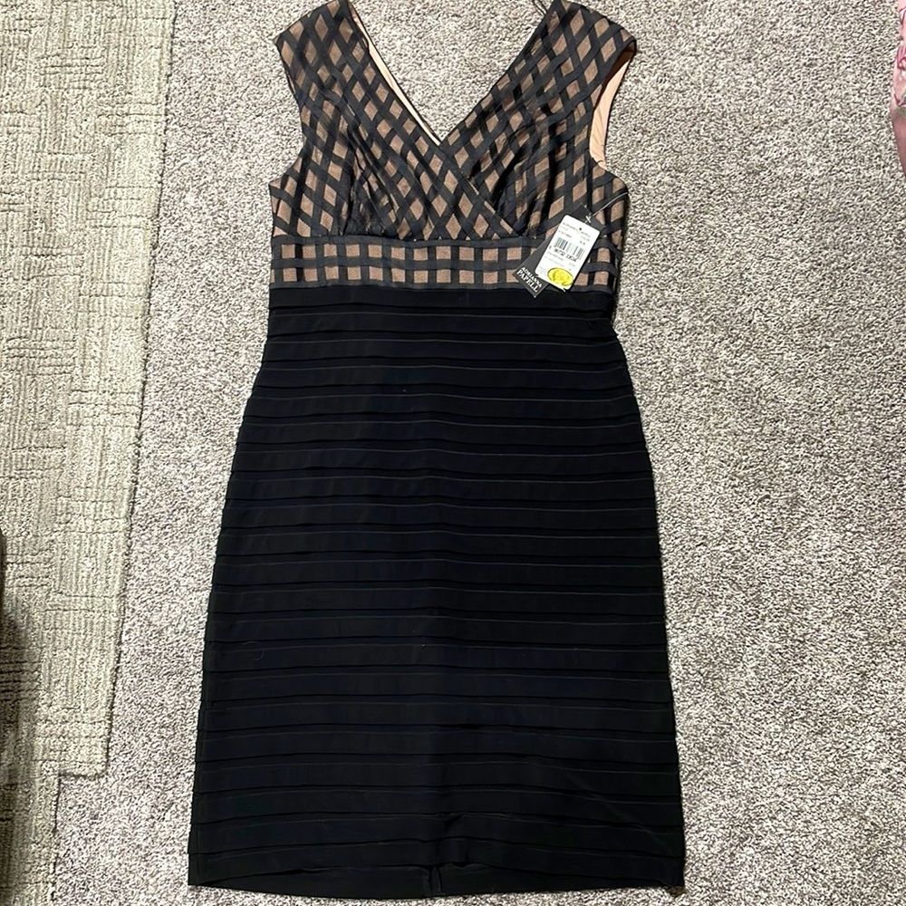 Adrianna Papell black and tan dress 12